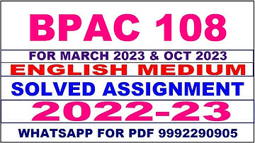 bpac 108 solved assignment 2022-23 in english | bpac 108 solved assignment 2022-23 | bpac 108 2023