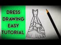 How to draw  beautiful dress ( gown) drawing design easy Fashion illustration sketching step by step