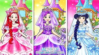 KPOP DEMON HUNTERS: Transforming into Magical Fairytale Princesses | DIY Fashion Paper Dolls