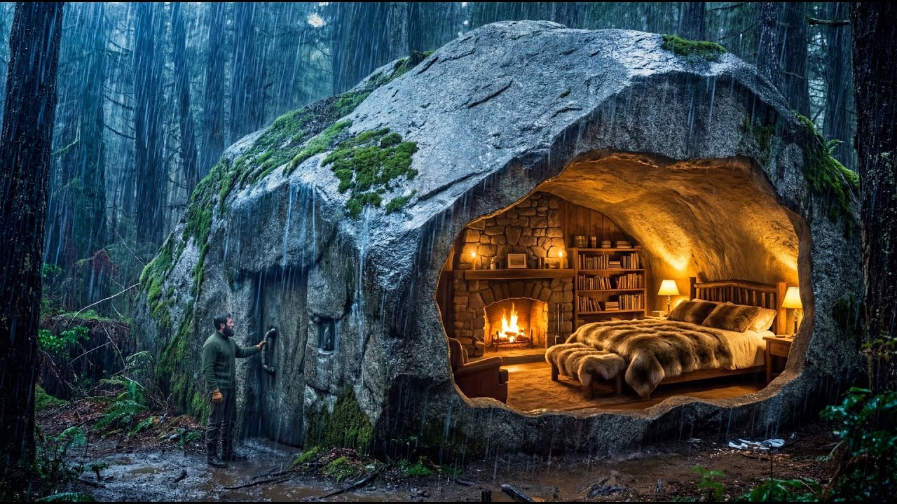 No one knew... I built a Luxury Apartment inside a Granite Rock - YouTube