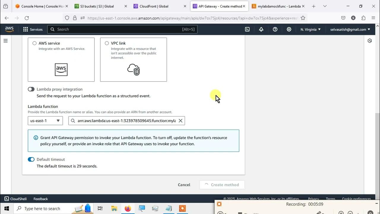 Create an aws lambda function to create a test case for our lambda mock