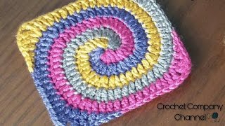 كروشيه مربع بشكل حلزونى _ Crochet Spiral Square