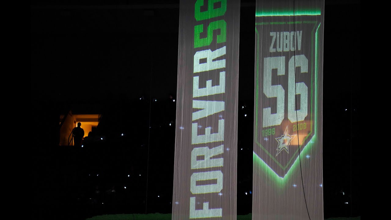 The banner is raised  Sergei Zubov Jersey Retirement 
