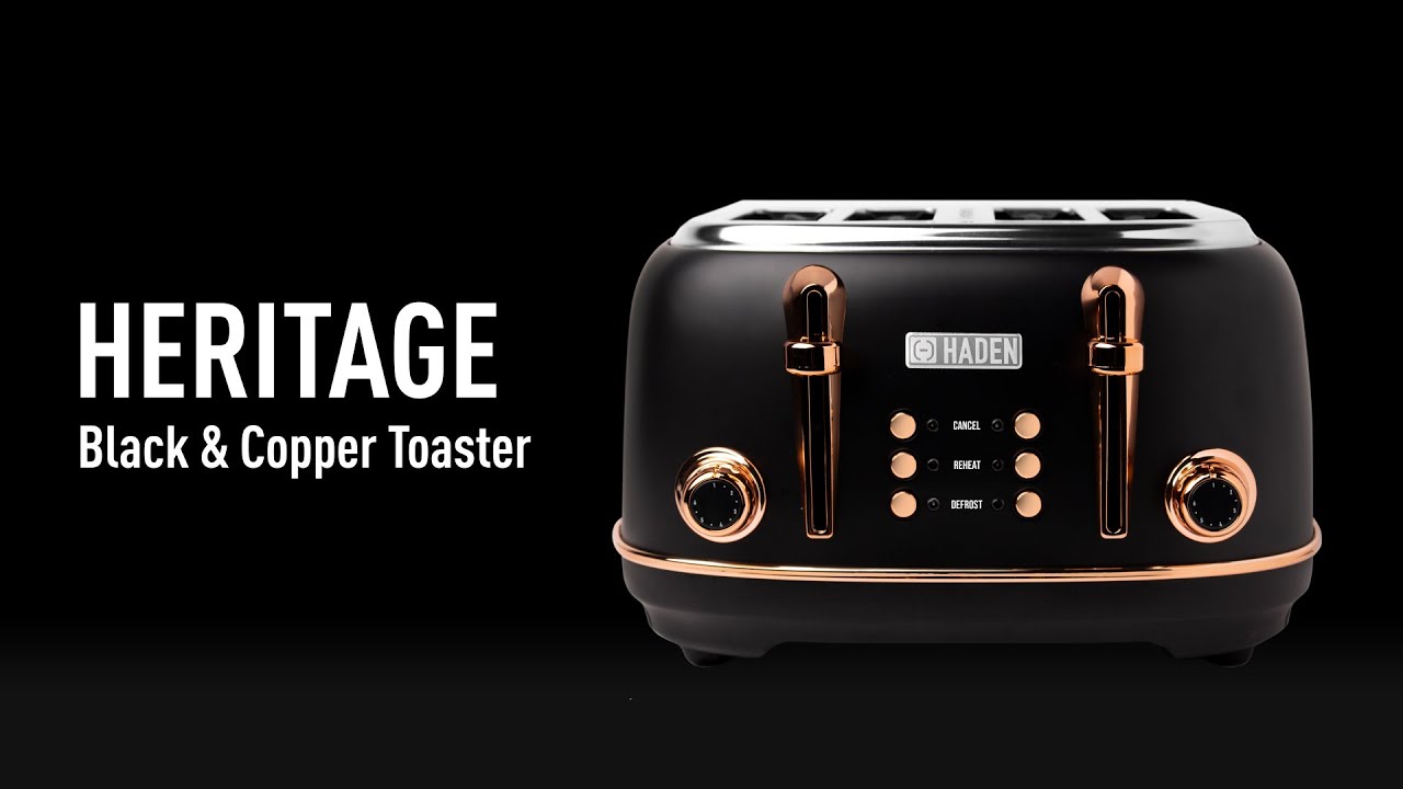 Haden Heritage 4-Slice Wide Slot Toaster ,Black/Copper