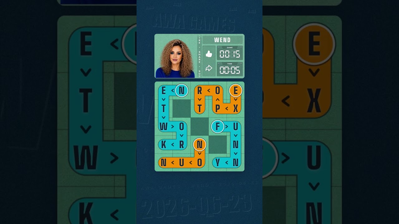 LinkedIn Wend #15 solved board for June 23, 2026, 5x5 grid