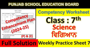 pseb competency based paper class 7th science worksheet 7 test 2024