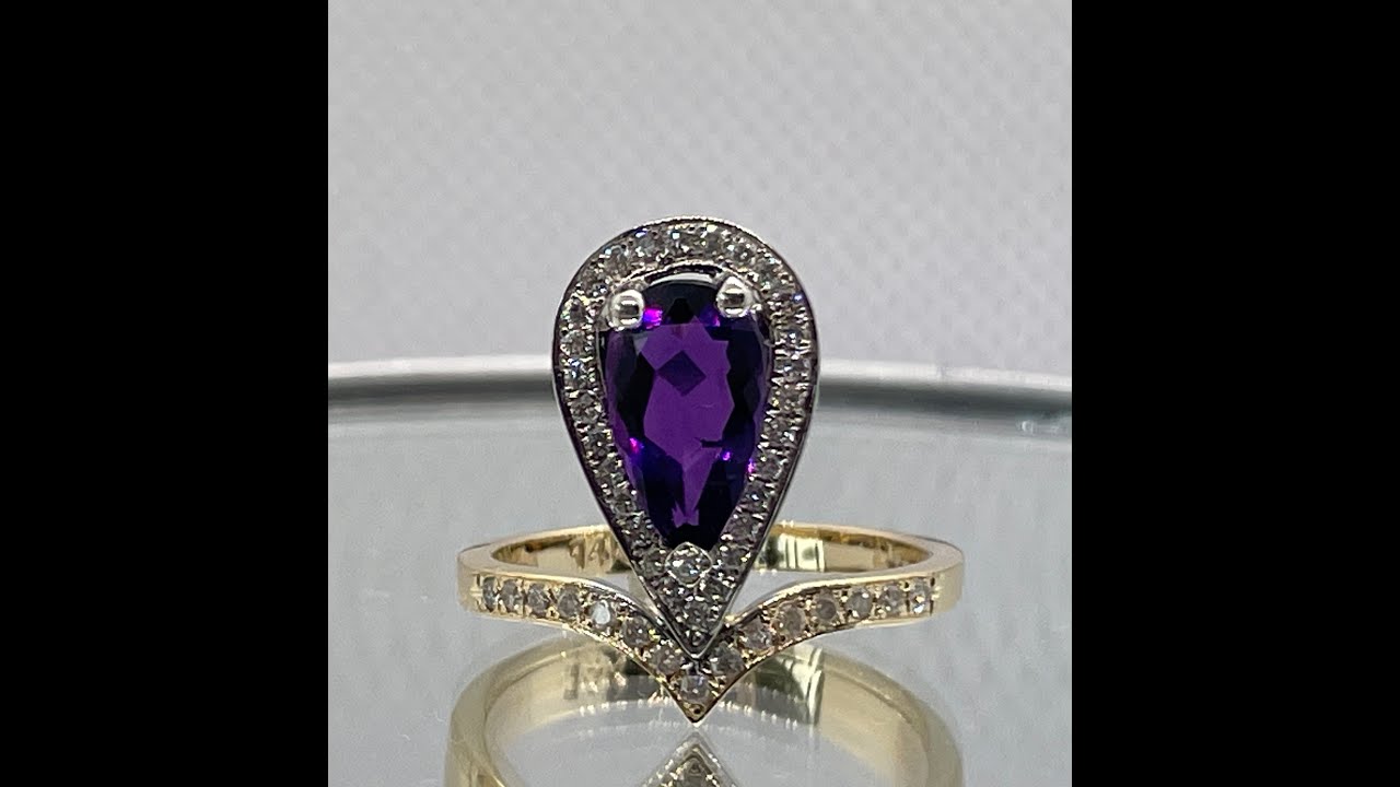 Making of “Violet Drop” — Luxury Handmade Jewelry · Custom Jewelry Toronto — 14K White & Yellow Gold Pear Brazilian Amethyst & Natural Diamonds