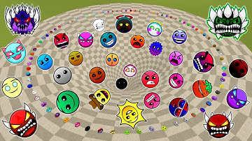 Geometry Dash and Lobotomy Dash Nextbots Family FALL into a FUNNEL Chasing me Gmod