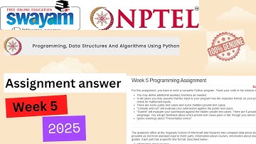 NPTEL Week 5: Programming, Data Structures & Algorithms in Python -Assignment5 Solutions#nptel2025