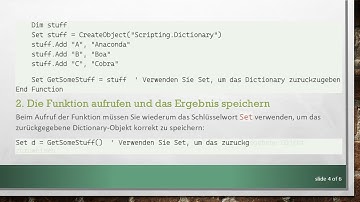Das Dictionary-Objekt in VBScript verstehen: Wie man es verwendet, wenn es von einer Funktion zurüc