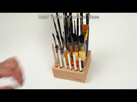 MEEDEN Beechwood Pencil and Brush Holder - 36 Holes