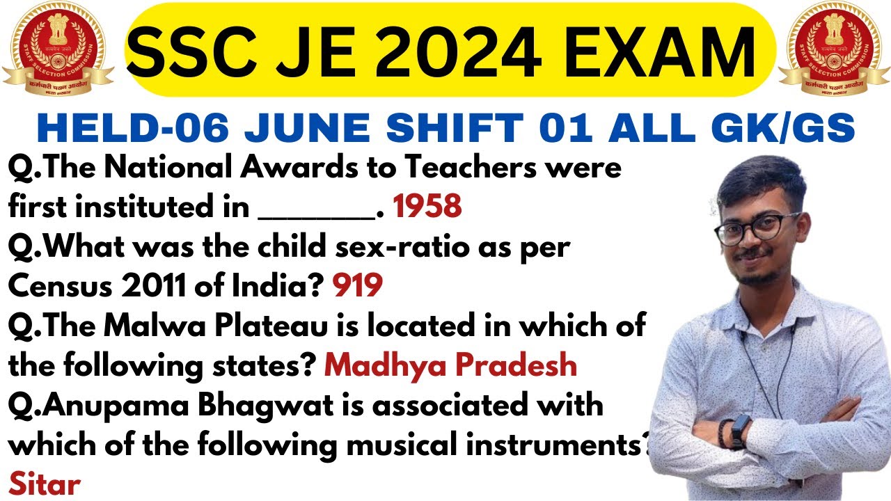 SSC JE 2024 GK/GS 6 JUNE SHIFT 1 SOLUTION || SSC JE 2024 TOP SOLUTION ...