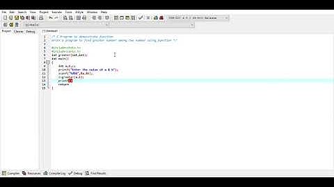C Program to find greater number among two number using Function