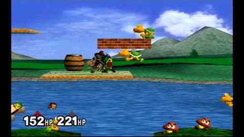 Super Smash Bros Melee Debug Menu Fun - Young Link and Ganondorf on 1-1 Adventure Mode