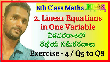 2 Linear Equations in One Variable | Exercise - 2.4 | Part 2 | Q5-Q8 | 8th Class Maths | Chapter - 2