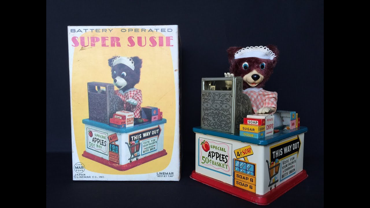 Super Susie, Japan Battery Operated Tin Toy, Linemar, 1950s