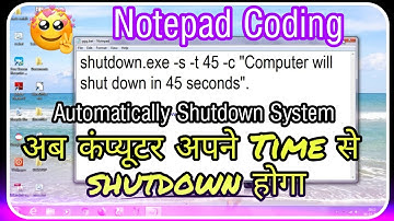 Computer 📺 में Shutdown का टाइम ⏰ कैसे सेट करे || Computer Off by Notepad Coding