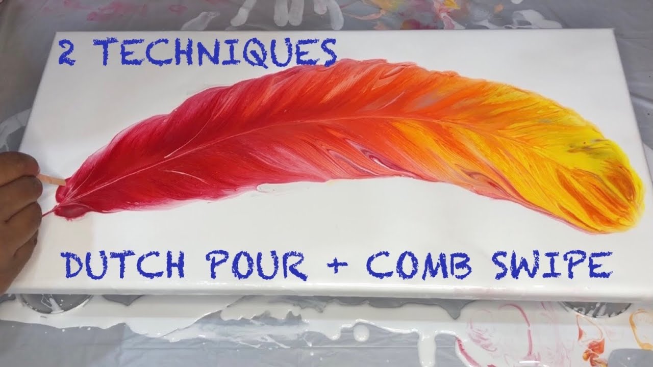 #76 Dutch Pour with Comb Swipe to create a beautiful feather | Amazing Result 😍| New Technique