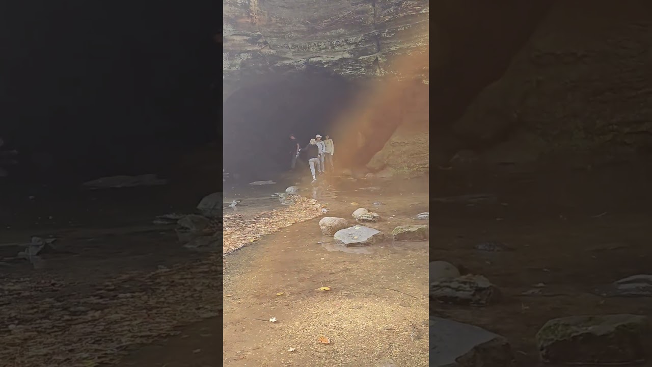 A group of Olivet students learning about geology at Matthiessen State Park!!