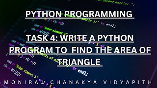 Write a python program to find the area of triangle #python