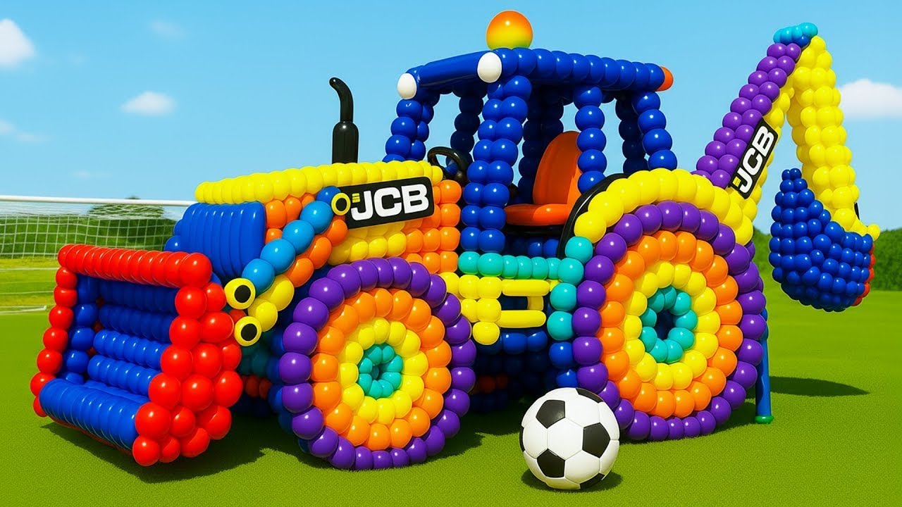 The mascot vibrato assistant JCB and Tractor placed on the football field is popular, co produced