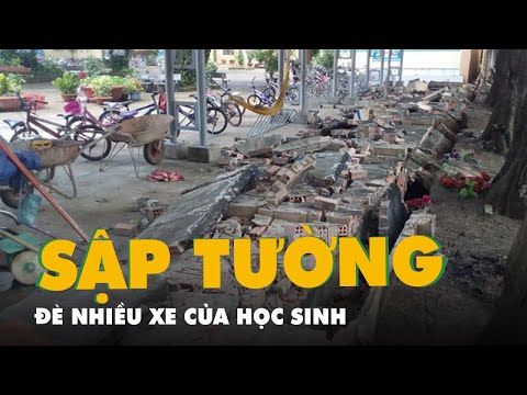 Video Tường rào trường tiểu học đổ sập, đè hàng chục xe học... - YouTube