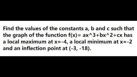 Calculus Help: Find the values of the constants a, b and c such that the graph of the function