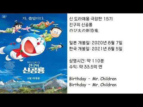 【도라에몽】 진구의 신공룡 ED(주제가) Birthday - Mr. Children (가사 있음)