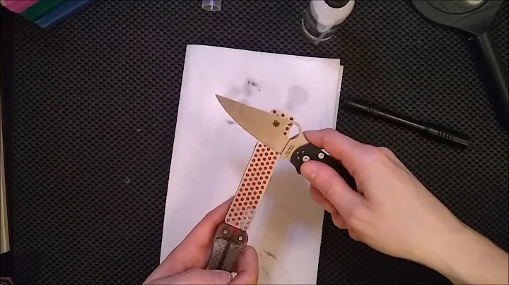 Sharpening Spyderco Paramilitary 2 S30V On DMT Diafold 302m Ceramic Stone And Balsa Strops W/Diamond