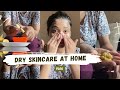 My Dry Skincare at home vlog; healthy eating, face mask , cleansing, exercise | winter Skincare! #7