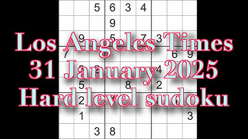 Sudoku solution – Los Angeles Times 31 January 2025 Hard level