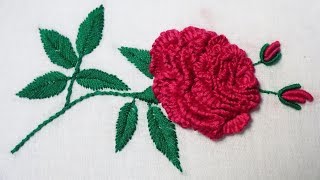 Hand Embroidery : Brazilian Embroidery ( Rose )