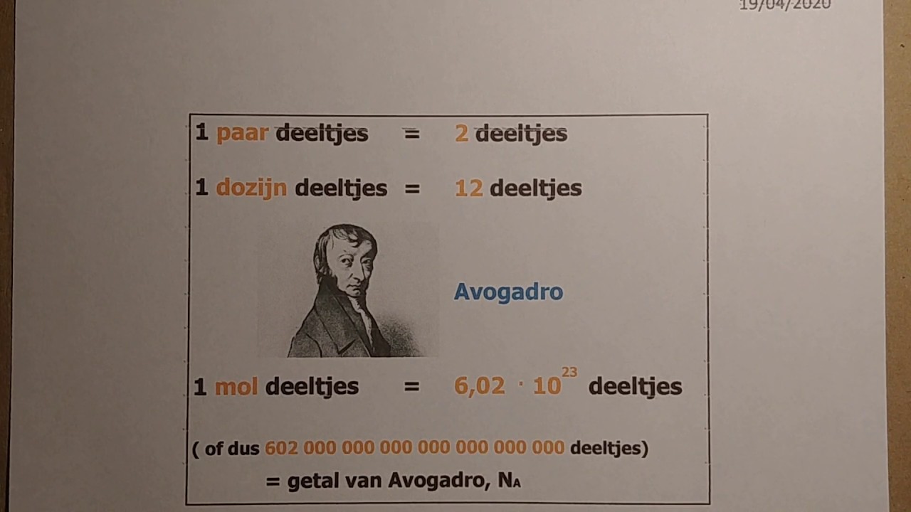 4 ECO/HW De mol als eenheid en het getal van Avogadro - YouTube
