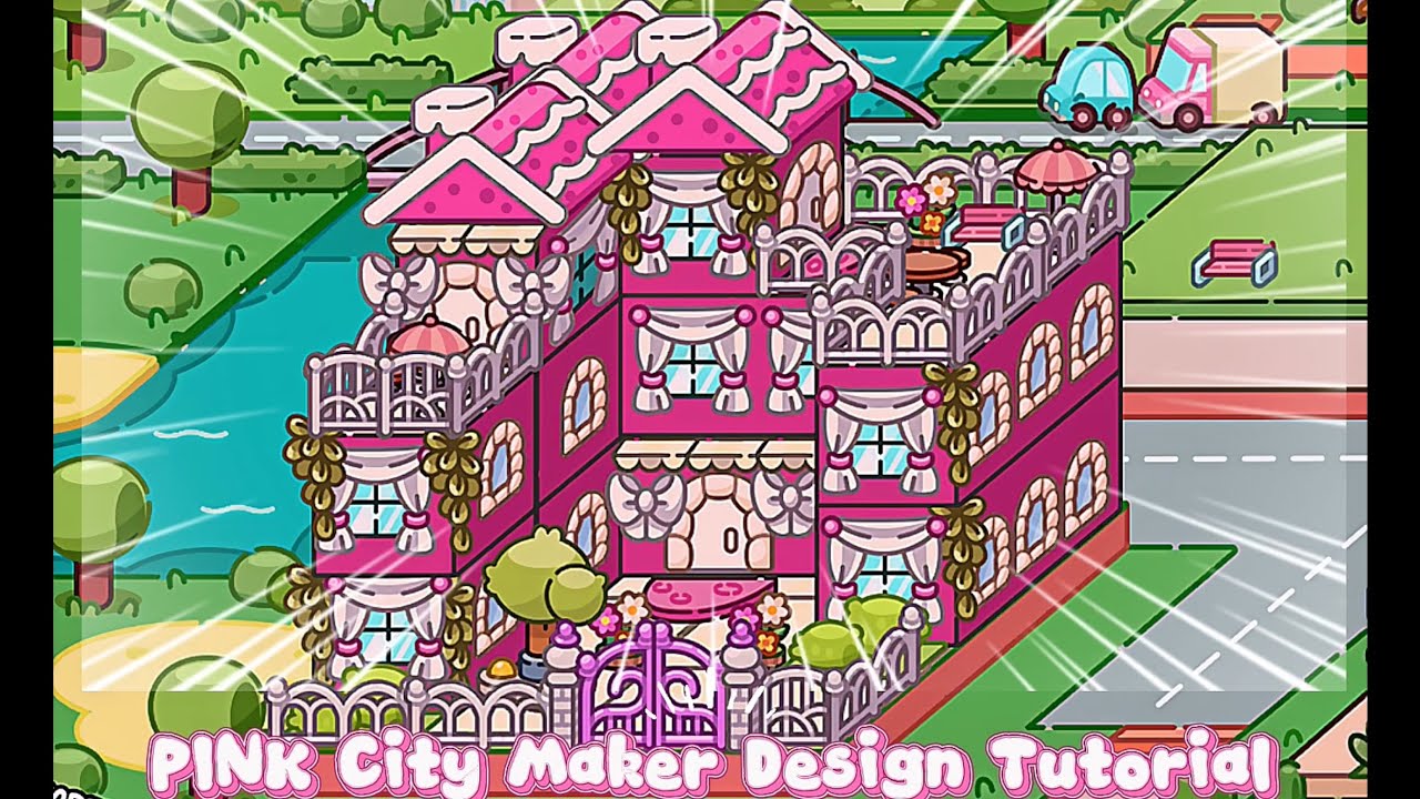 FREE PINK City Maker House Build in Avatar World 💖 Aesthetic House Tour 