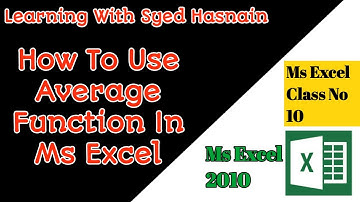 How To Use Average Function In Ms Excel 2010