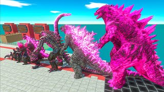 : EVOLUTION of PINK DRAGON GODZILLA 2014 Size Comparison vs Team Modern Mecha ORGA Kaiju + GUNDAM