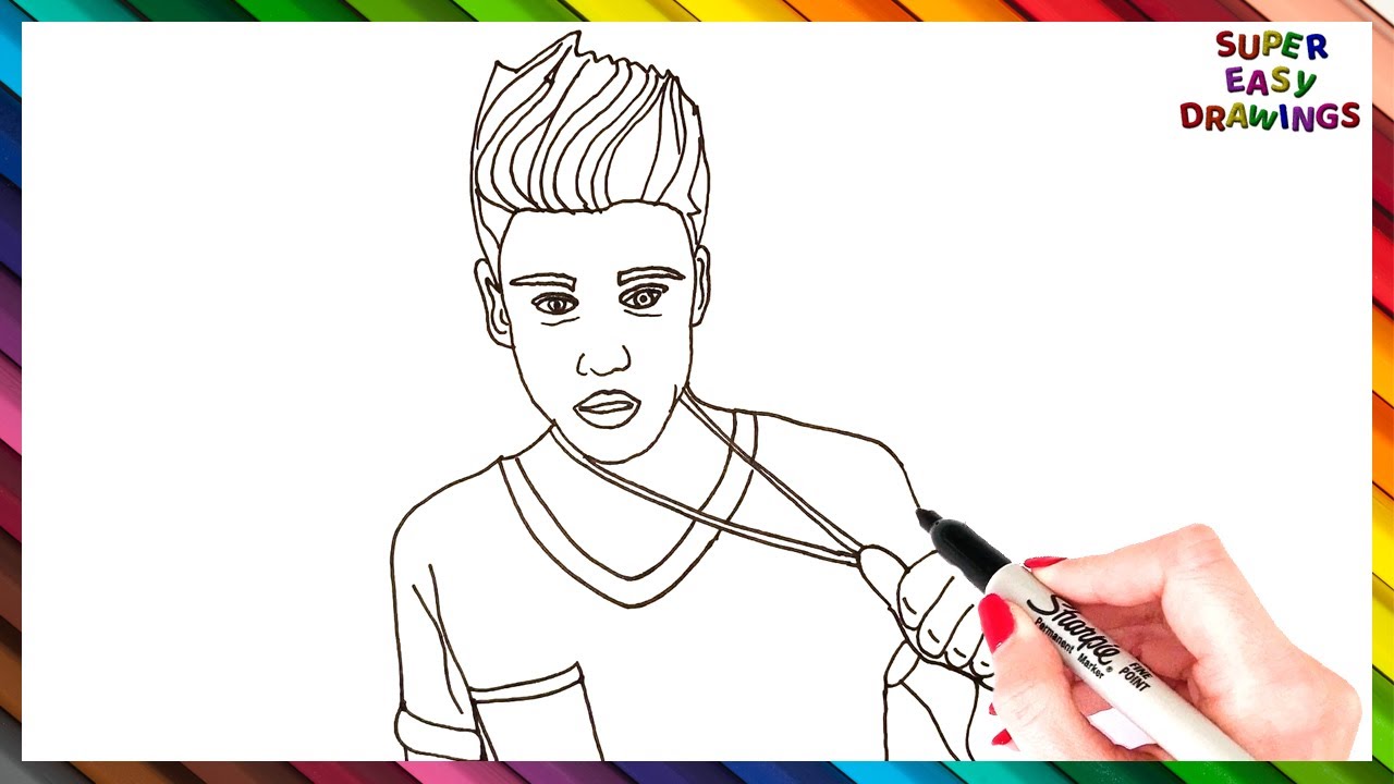 How to draw Justin Bieber