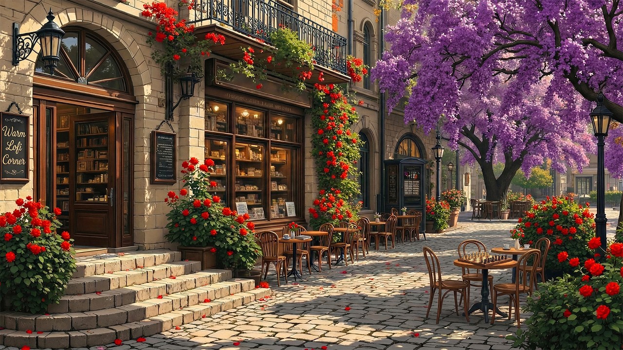Warm European Café Vibes & Soft Lofi Music ☕ Chill Lofi Beats for Work & Relax Time 🌺 Lofi Hip Hop