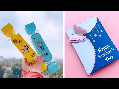DIY PAPER GIFT IDEAS I HOW TO MAKE MINI EASEL & CANVAS WITH PAPER I  TEACHERS DAY GIFT IDEAS 