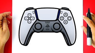 How to DRAW PLAYSTATION 5 CONTROLLER step by step - Drawing PS5