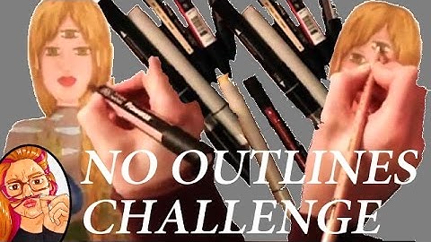 no outlines CHALLENGE mixed media drawing (w/ voiceover & subtitles ENGL & DE)