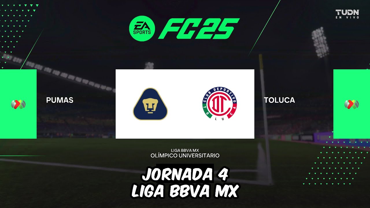 PUMAS VS TOLUCA JORNADA 4 LIGA BBVA MX SIMULACIÓN CRMOD EAFC 25 - YouTube