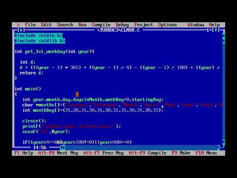 M.Sreeya III CSE-2 :  Calendar Program in C- Language