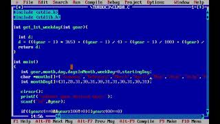 M.Sreeya III CSE-2 :  Calendar Program in C- Language
