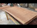 Watch the mesmerizing process of crafting a huge dining table from a solid wood block