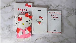 Hello Kitty Iphone 15 unboxing 🍓❤ & screen protector & case | asmr | satisfying [Paper DIY]