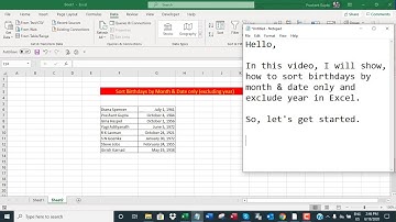 Sort birthdays by month & date only (excluding year) in Excel