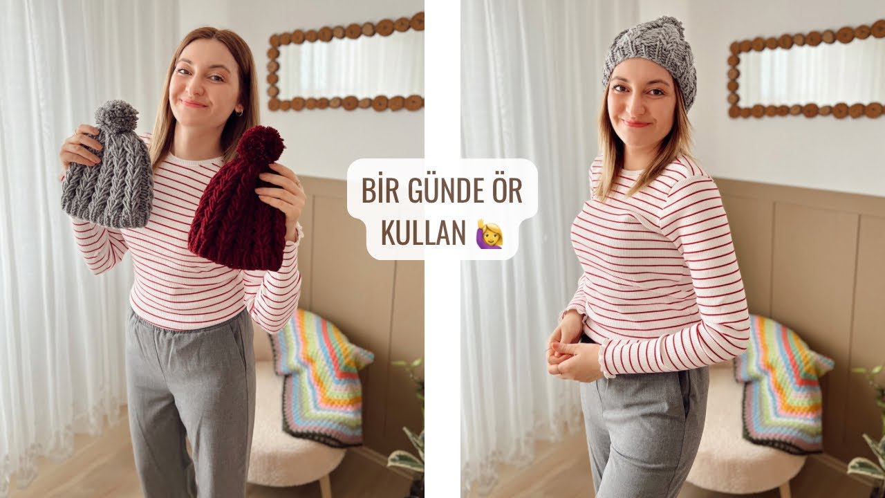 BAŞAK MODELLİ ÖRGÜ BERE YAPIMI 🌸 KOLAY BERE YAPIMI #knitting
