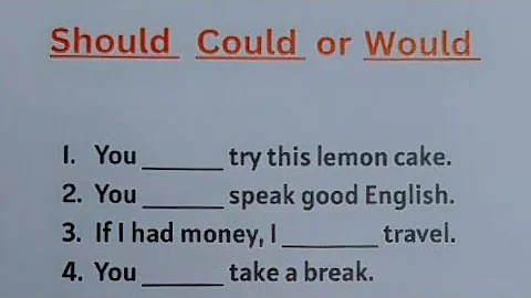 English Grammar Exercise - SHOULD | COULD | WOULD | MODAL VERBS