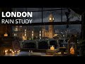 London big ben view rain study ambience  victorian dark academia with distant thunderstorm sounds